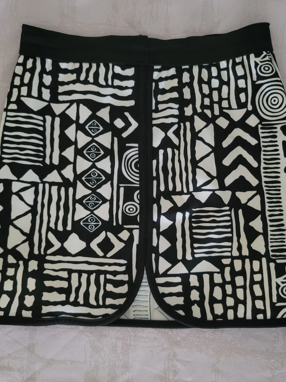 Noble U Black and White Tribal Print Mini Skirt